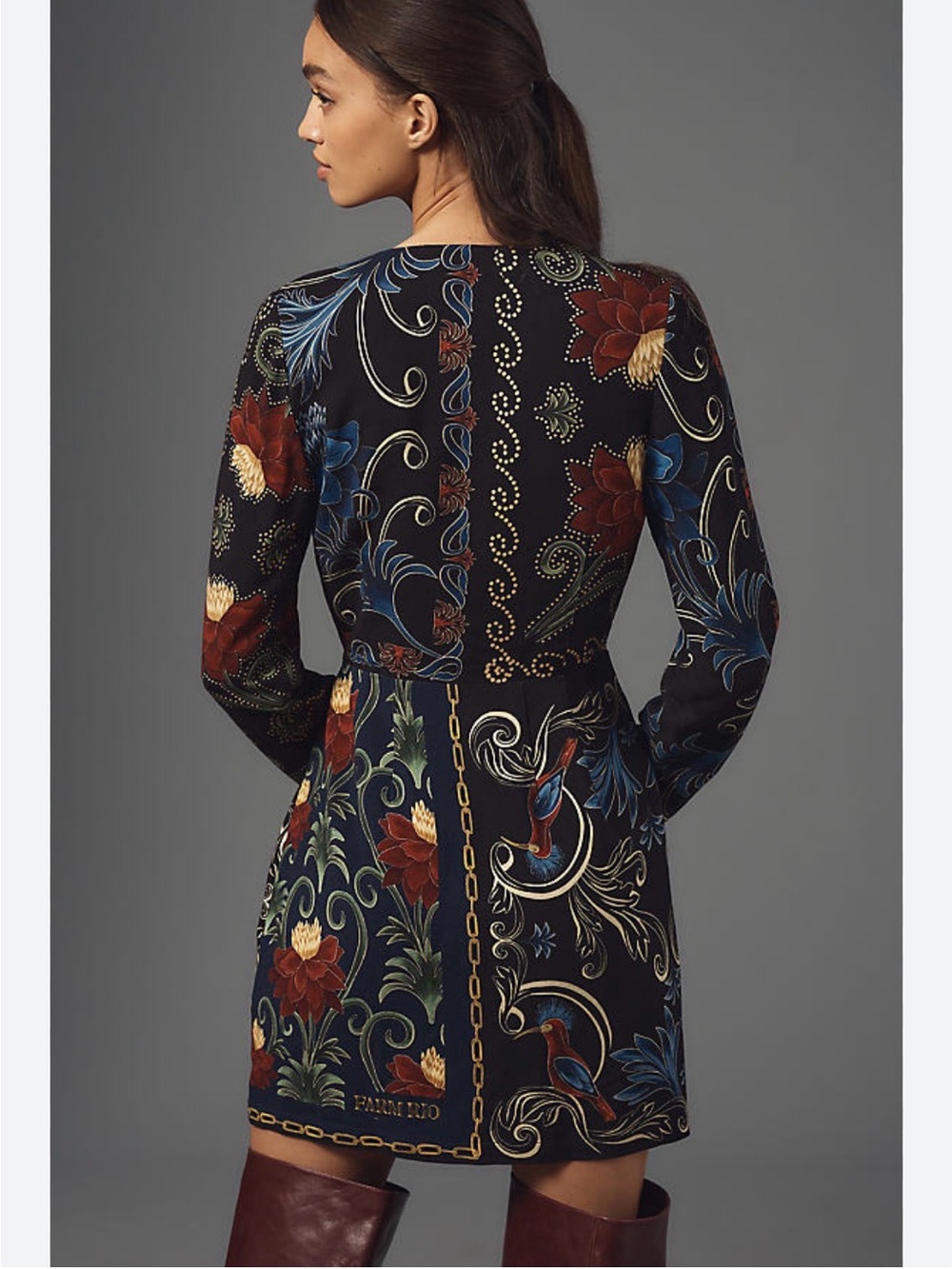 FARM Rio x Anthropologie mixed arabesque scarves wrap mini dress - Picture 2 of 6